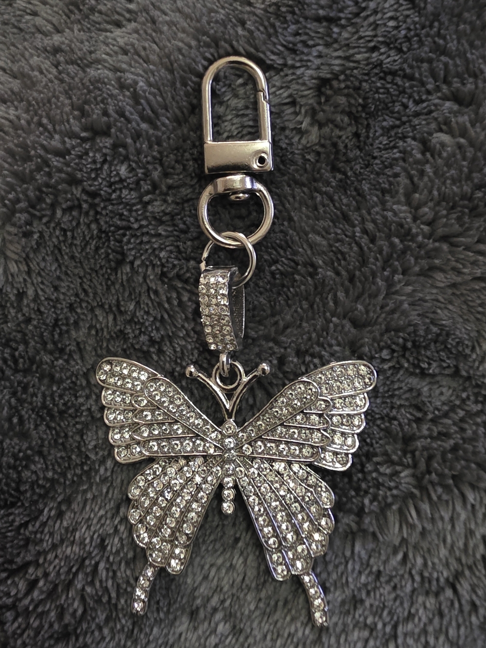 Crystal Butterfly Keychain Bag Charm - Silver SET OF 2